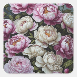 ピンクの牡丹 スクエアシール