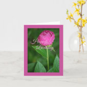 ピンクの牡丹 - ハッピー バースデー カード (黄色い花)
