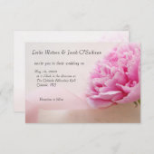 ピンクの牡丹(リボン付) 招待状 (正面/裏面)