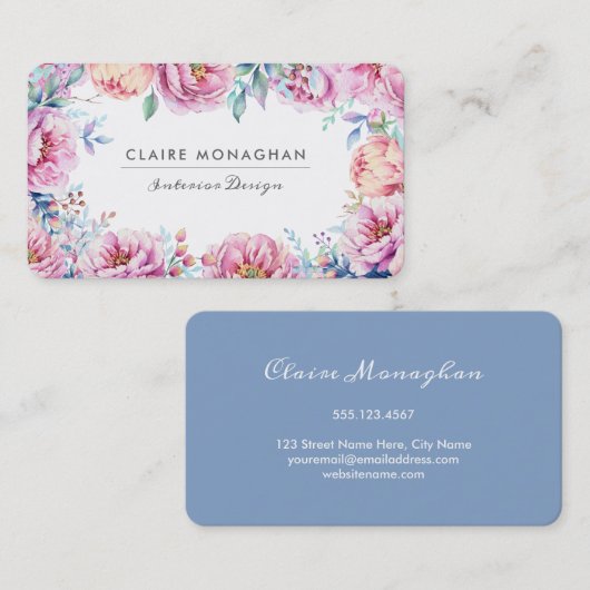 ピンクの牡丹 |名刺 名刺 (正面/裏面)