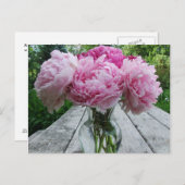 ピンクの牡丹/牡丹の花が花瓶に飾られる ポストカード (正面/裏面)
