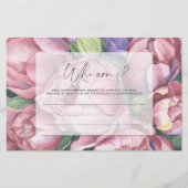 ピンクの牡丹 – 私はブライダルシャワーゲーム 便箋 (正面)