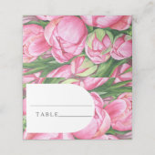 ピンクの牡丹 – 結婚の座席表 プレイスカード (外部開封)