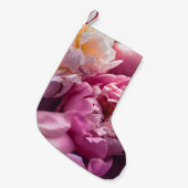 ピンクの牡丹：豪華なフローラアート。 スモールクリスマスストッキング (正面 (吊り時))