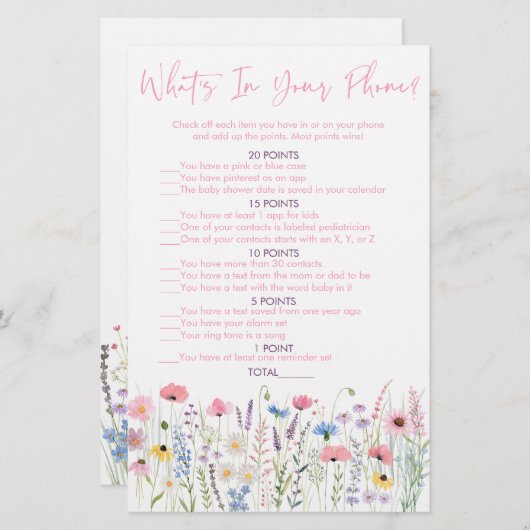 ピンクの牧草地のワイルドフラワーあなたの携帯ゲームの何が (正面/裏面)