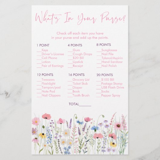 ピンクの牧草地のワイルドフラワーあなたの財布のゲームの中に何 (正面)