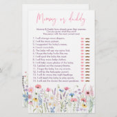 ピンクの牧草地の花ママまたはパパのシャワーゲーム (正面/裏面)