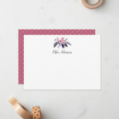 ピンクの牧草地パーソナライズされた文具フラットカード ノートカード (正面/裏面インサイチュ)