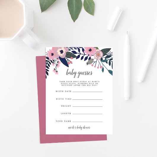 ピンクの牧草地フローラ赤ちゃんシャワー推理ゲーム