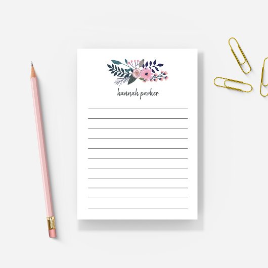 ピンクの牧草地|フローラの並パーソナライズされたび ポストイット