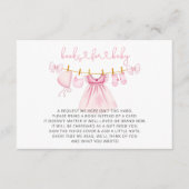 ピンクの物干し女の子の赤ちゃんシャワー本のリクエスト エンクロージャーカード (正面)