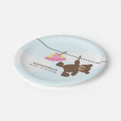 ピンクの物干し用ベビーシャワー ペーパープレート (アングル)