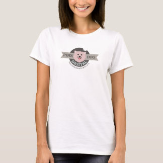 ピンクの犬のデジタルプリント 女性用Tシャツ Tシャツ