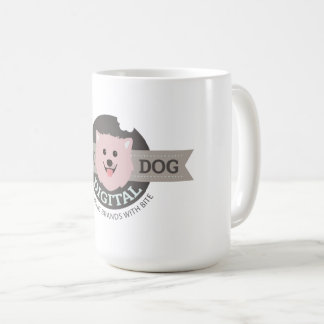 ピンクの犬のデジタルラージコーヒーマグ コーヒーマグカップ