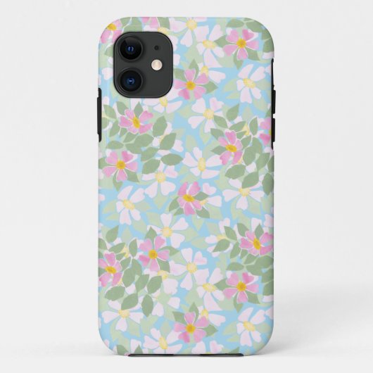 ピンクの犬のバラオンスカイブルー Case-Mate iPhoneケース (裏面)