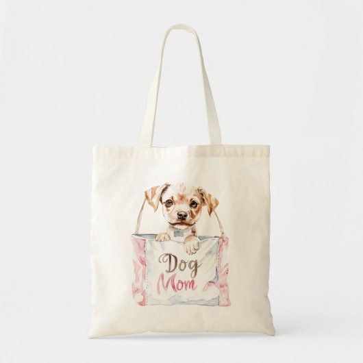 ピンクの犬のママバッグ トートバッグ (正面)