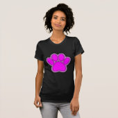 ピンクの犬の足あとイラスト Tシャツ (正面フル)