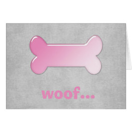 ピンクの犬の骨 *Woof* 無地グリーティングカード 2