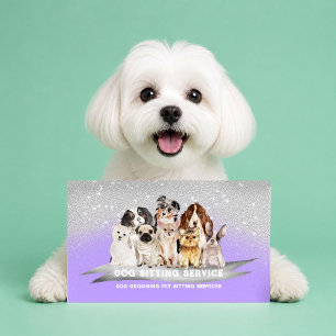 ピンクの犬インフルエンサーコンタクトウォーターカラー子犬 名刺
