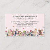 ピンクの犬 猫 鳥 ホテル ソファ ペットシッター グルーミング 名刺 (裏面)