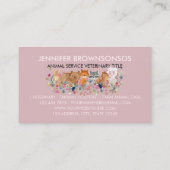 ピンクの狐 ウサギ ヒツジ クマ リス 獣医 名刺 (裏面)