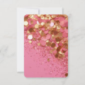 ピンクの独自の金ゴールドグリッターを作成 出欠カード (裏面)