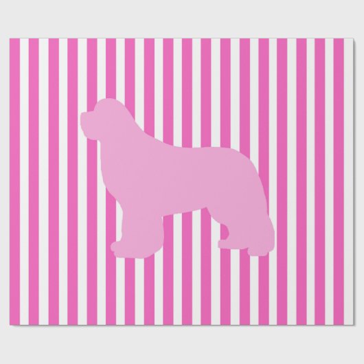 ピンクの独身のなニューファウンドランド犬のギフト用包装紙 ラッピングペーパー (フラット)