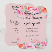 ピンクの独身最後の女友達パーティー招待状 セーブザデート (正面/裏面)