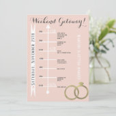 ピンクの独身最後の週末旅行用ホイルリング - グレー 招待状 (スタンド正面)