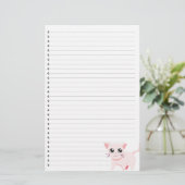 ピンクの猫が並ぶ文房具 便箋 (スタンド正面)