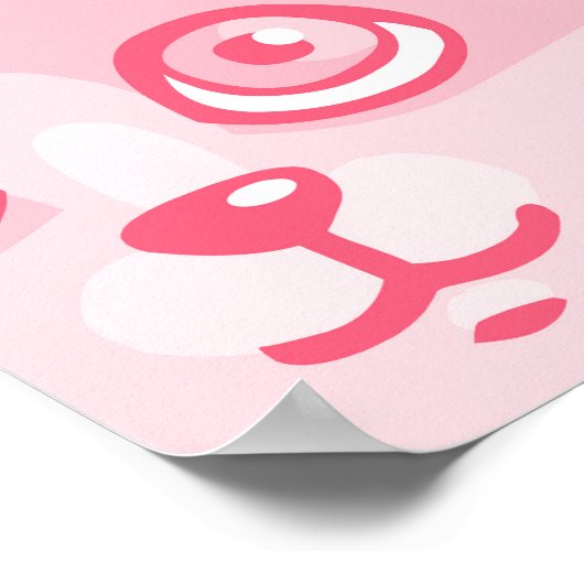 ピンクの猫が可愛らしいシームレスパターン。 ポスター (角)