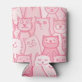 ピンクの猫が可愛らしいシームレスパターン。 缶クーラー (裏面)