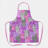 ピンクの猫が多いデザイン エプロン (正面)