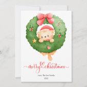 ピンクの猫が大好きな人のためのクリスマスのフラット シーズンカード (正面)