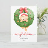 ピンクの猫が大好きな人のためのクリスマスのフラット シーズンカード (スタンド正面)