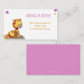 ピンクの猫が本を持ってくる エンクロージャーカード (正面/裏面)
