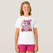ピンクの猫とカボチャ Tシャツ (正面フル)
