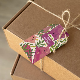 ピンクの猫と枝の最高の猫のパパ ギフトタグ