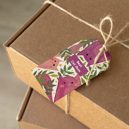 ピンクの猫と枝最高のの猫の母親 ギフトタグ