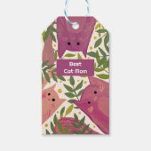 ピンクの猫と枝最高のの猫の母親 ギフトタグ (正面)