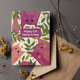 ピンクの猫と枝 ハッピーファザーズデー シーズンカード