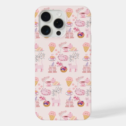 ピンクの猫のあったかさ iPhoneケース (裏面)