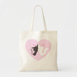 ピンクの猫のかわいいデザインのトートバッグ トートバッグ
