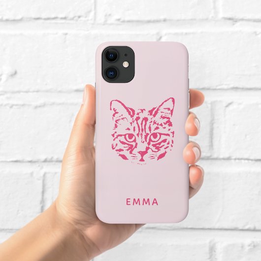 ピンクの猫のイラストスマホケース Case-Mate iPhoneケース