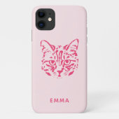 ピンクの猫のイラストスマホケース Case-Mate iPhoneケース (裏面)