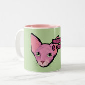 ピンクの猫のコーヒータイム ツートーンマグカップ (正面左)