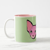 ピンクの猫のコーヒータイム ツートーンマグカップ (左)