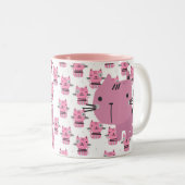 ピンクの猫のコーヒーマグ ツートーンマグカップ (正面右)