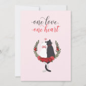 ピンクの猫のハートバレンタイン シーズンカード (正面)