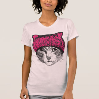 ピンクの猫のPussyhatレディースワイシャツ Tシャツ
